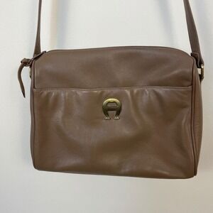 Etienne Aigner Brown Leather Crossbody‎ Bag Designer Purse Vintage Style